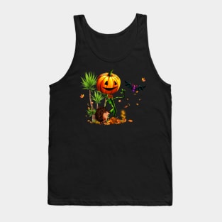 Funny pumpkin with bat Tank Top